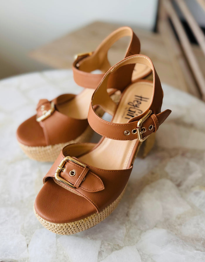 CORKYS DADDYS MONEY FAUX LEATHER BLOCK HEEL-TAN