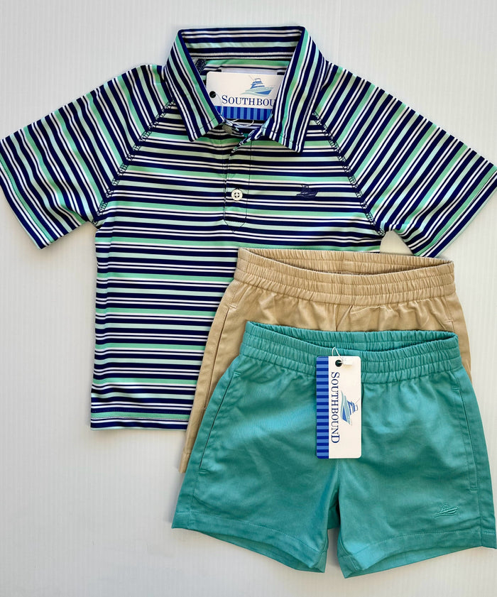 Southbound Cascade/Navy/Aqua Combo Stripe Polo