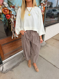 Gingham barrel leg pants