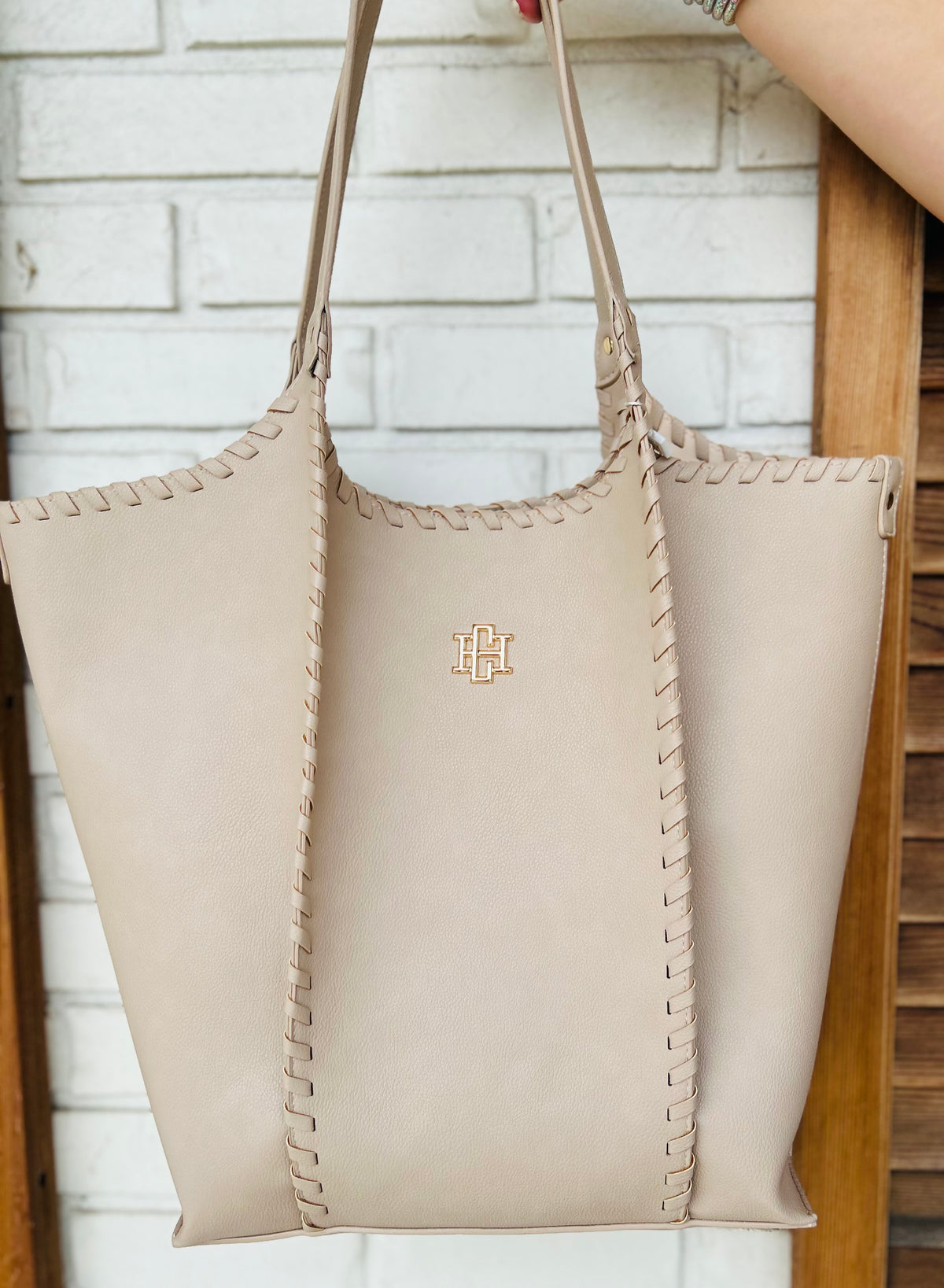 Caroline Hill Emory Whipstitch Tote - Stone