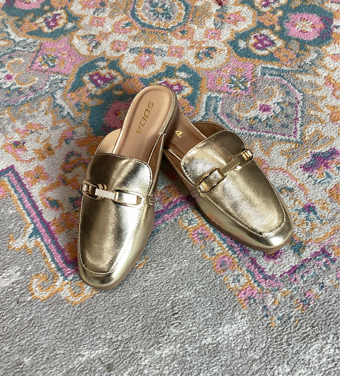 Soda Eleanor Golden Link Slip-On Mule