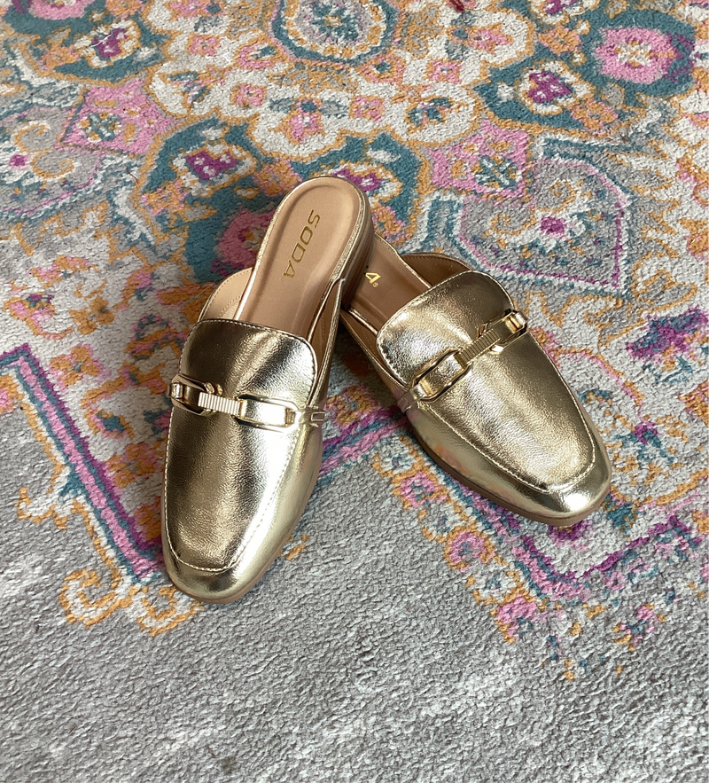 Soda Eleanor Golden Link Slip-On Mule