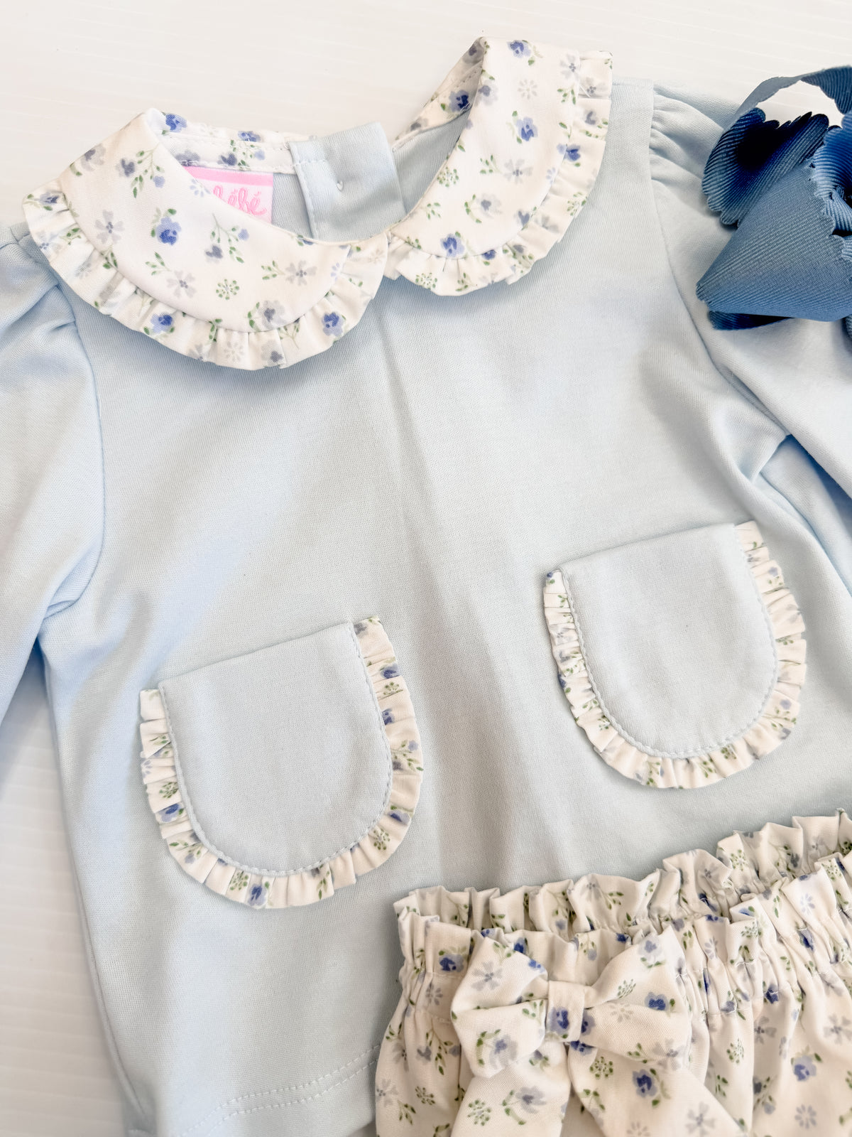 Petit Bebe Blue Floral Bloomer Set