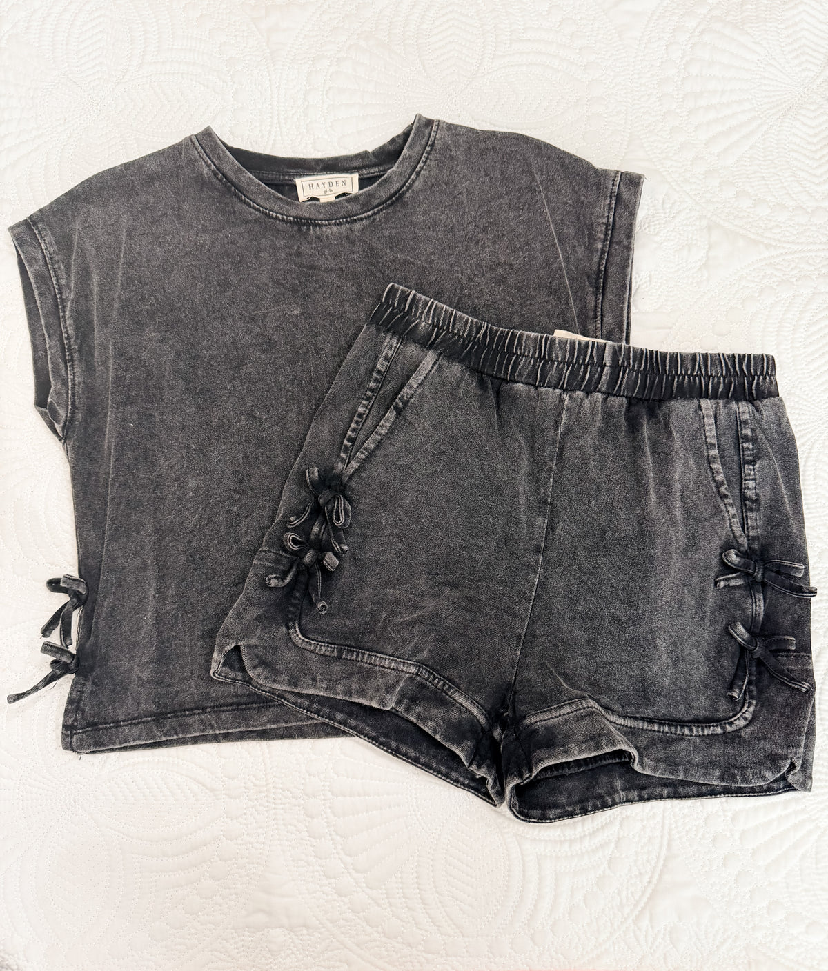 Girls Washed Side Bow Detail Knit T Shirt