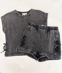 Girls Washed Side Bow Detail Knit T Shirt