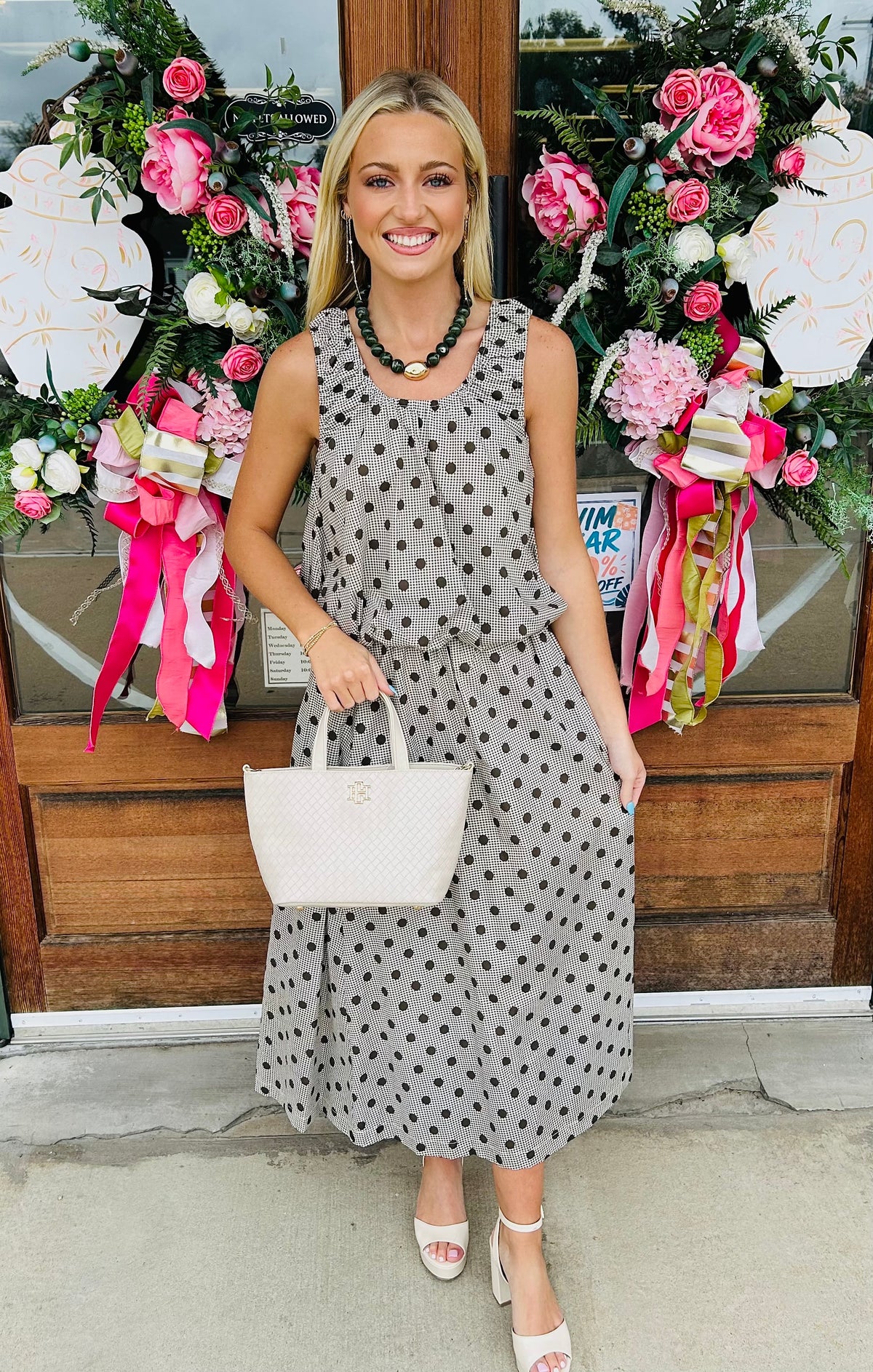 Gingham polka dot Skirt Set