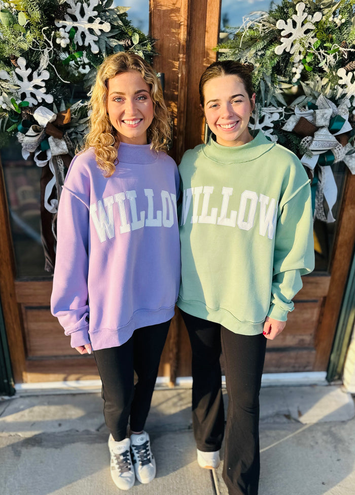 MockNeck Embroidered Willow Sweatshirt
