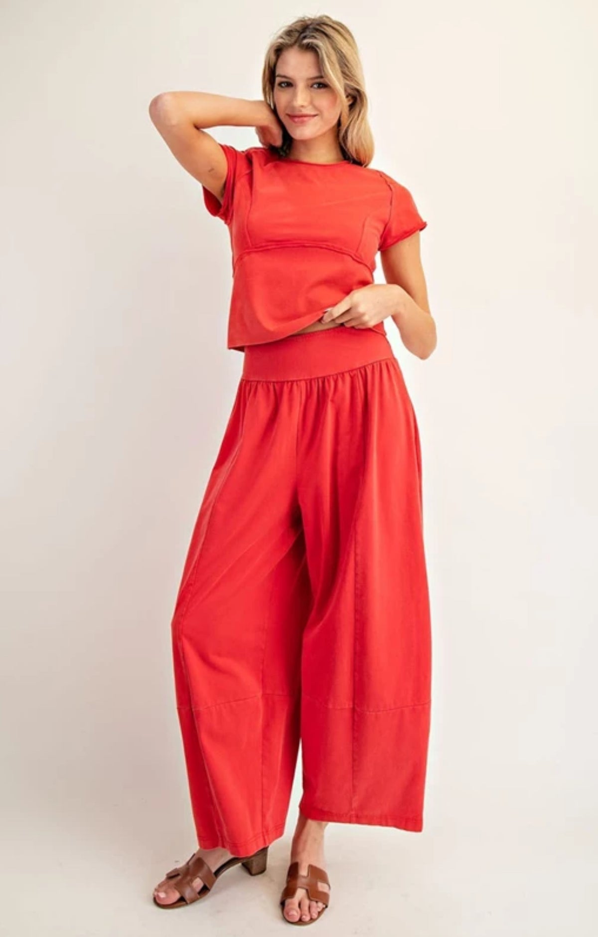 Mineral Washed Solid Pants Set