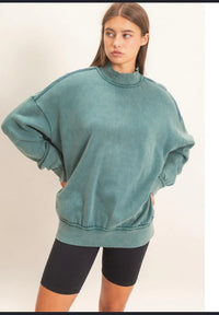 Acid Washed Mock Neck Sweatshirt