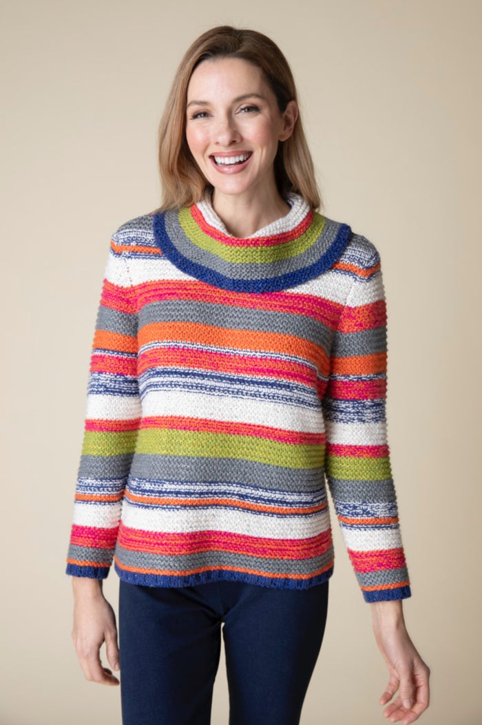 HABITAT RUSTIC STRIPES MULTI STRIPE PULLOVER MULTI