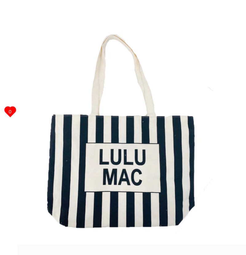 LULU MAC CANVAS TOTE LM-BG-1002-BLACK/WHITE STRIPE