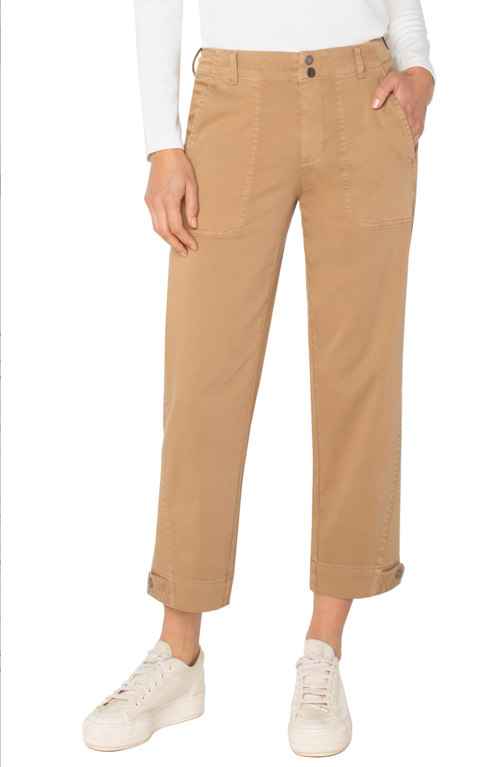 Liverpool Utility Crop w/ Tab Hem Desert Camel