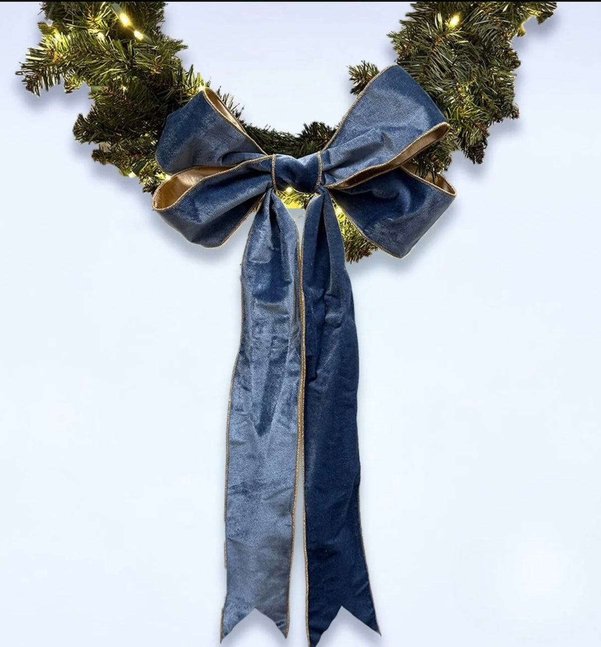 D. STEVENS 15" DUSTY BLUE VELVET BOW