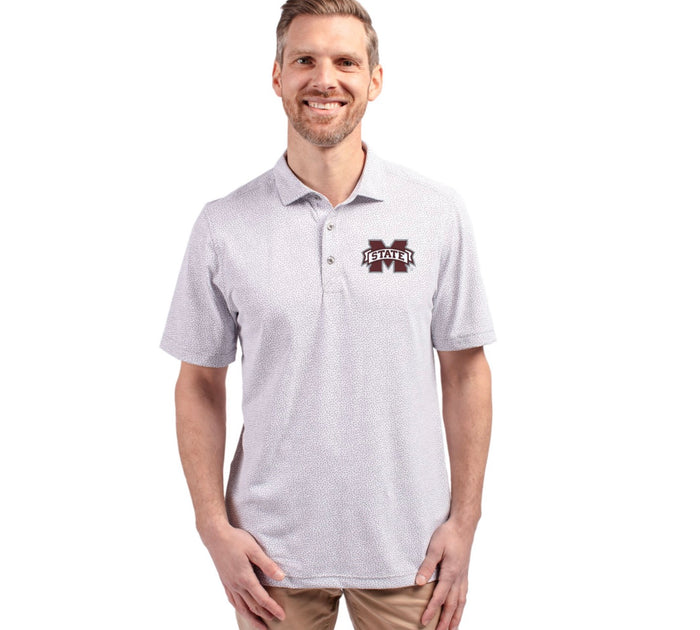 Mississippi State Bulldogs Cutter & Buck Virtue Recycled Botanical Print Featherlight Pique