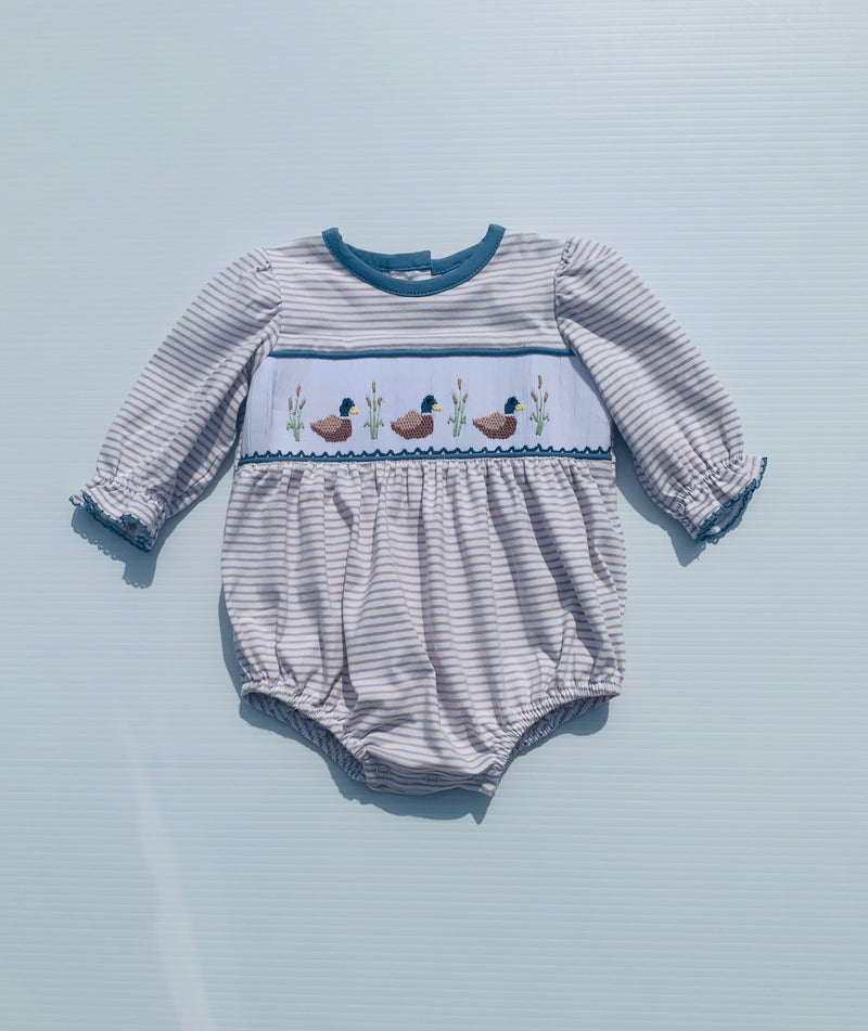 Three Sister Mallard Duck Smocked Girl Bubble