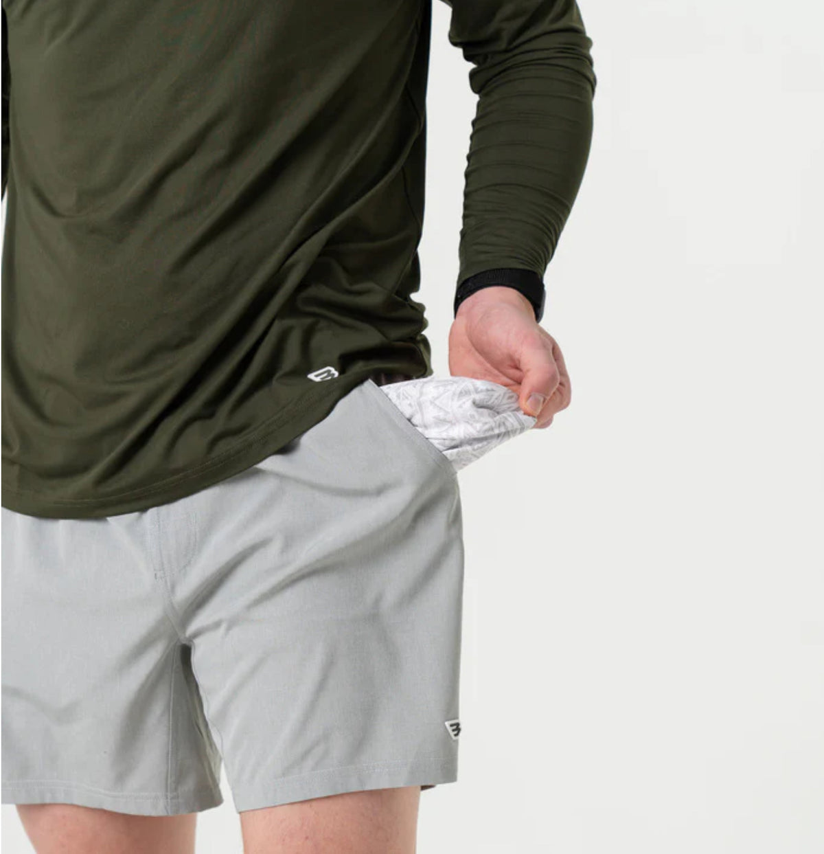 Burlebo-7” Athletic Short- Light Grey - Grey Aztec Liner