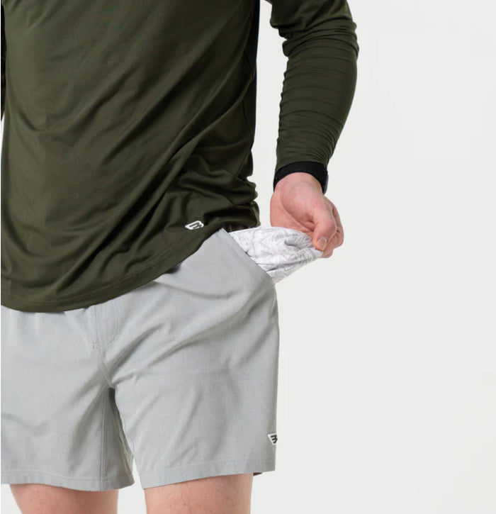 Burlebo-7” Athletic Short- Light Grey - Grey Aztec Liner