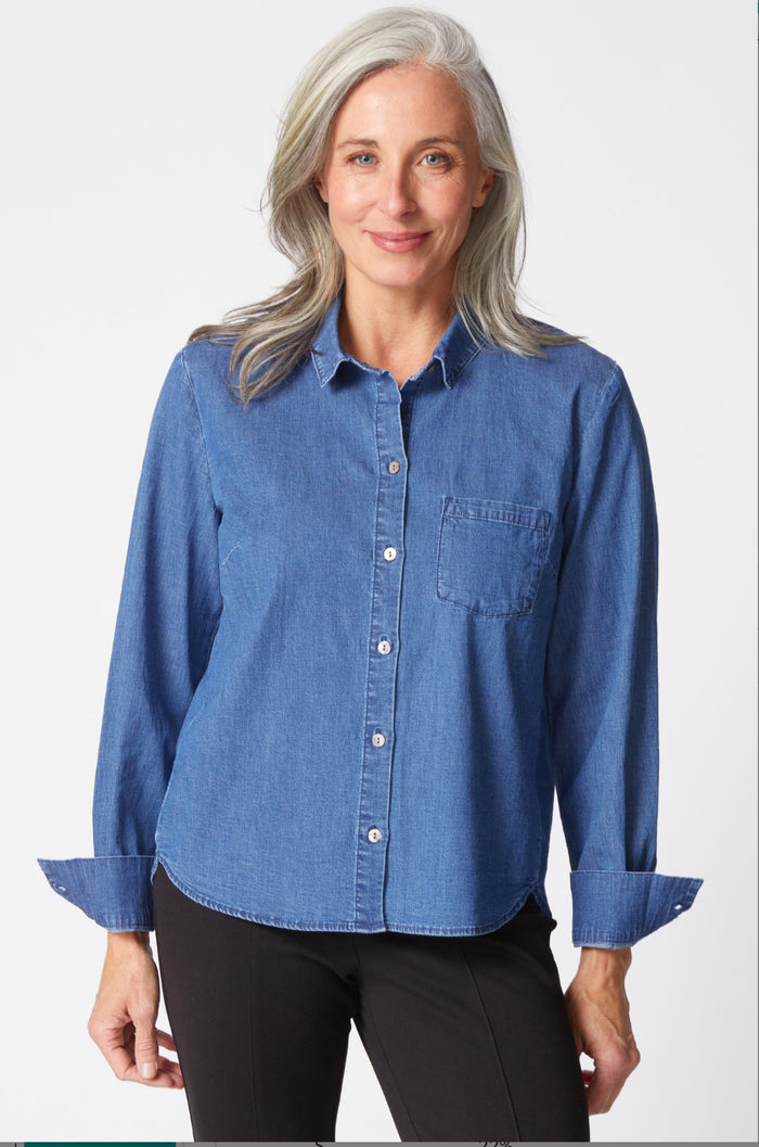 HABITAT PERFECT TRAVEL DENIM SHAPED HEM SHIRT