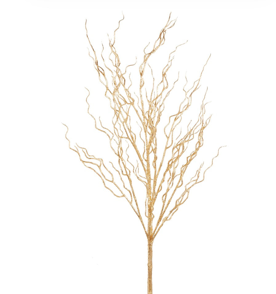 Raz 45” Gold Glittered Curly Willow Branch