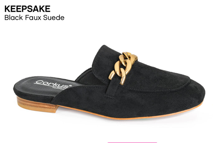 Corkys Keepsake Black Faux Suede SlipOn Shoes