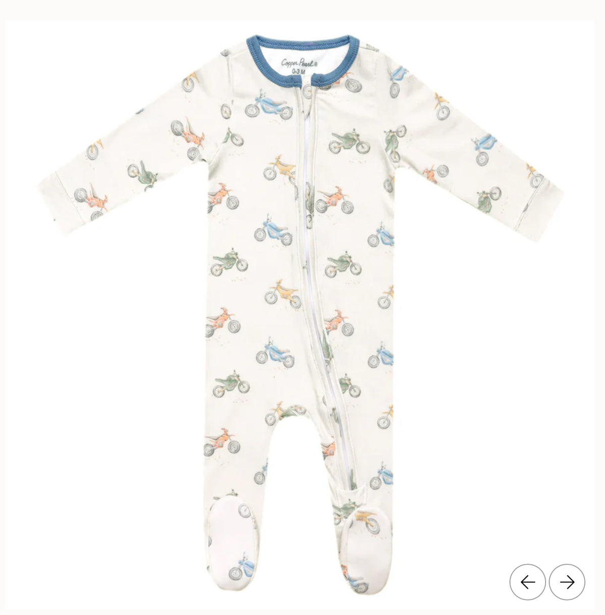 Copper Pearl Zip Footie 0-3m