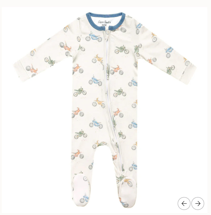 Copper Pearl Zip Footie 0-3m