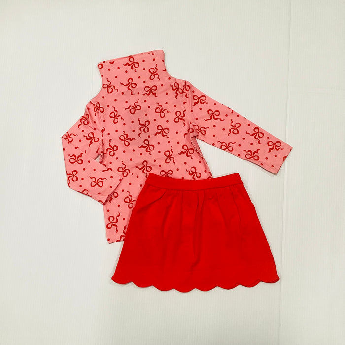 Sage & Lilly Pink/ Red Bow Turtleneck
