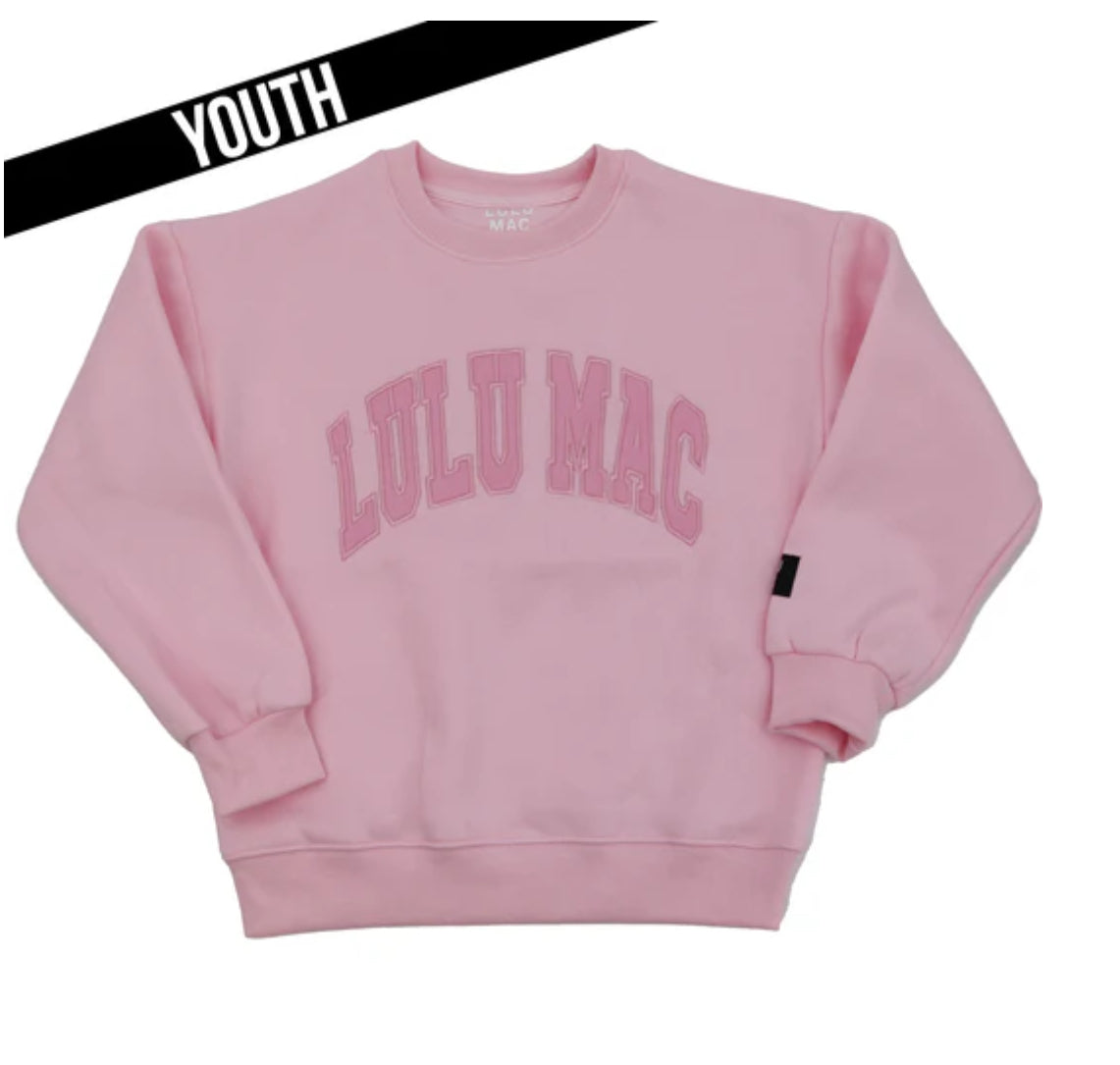 LULU MAC YOUTH LIGHT PINK MONO SWEATSHIRT