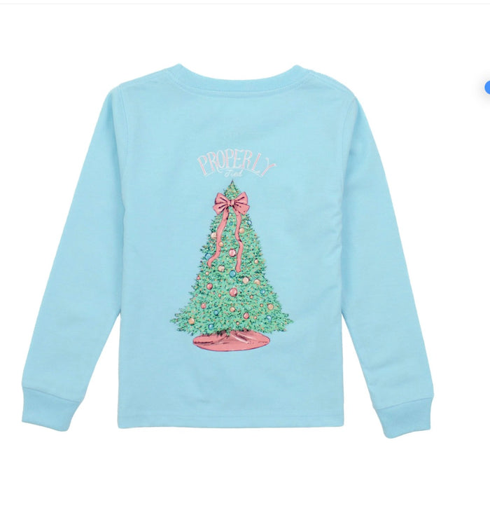 Properly Tied Girls Merry And Bright LS Powder Blue