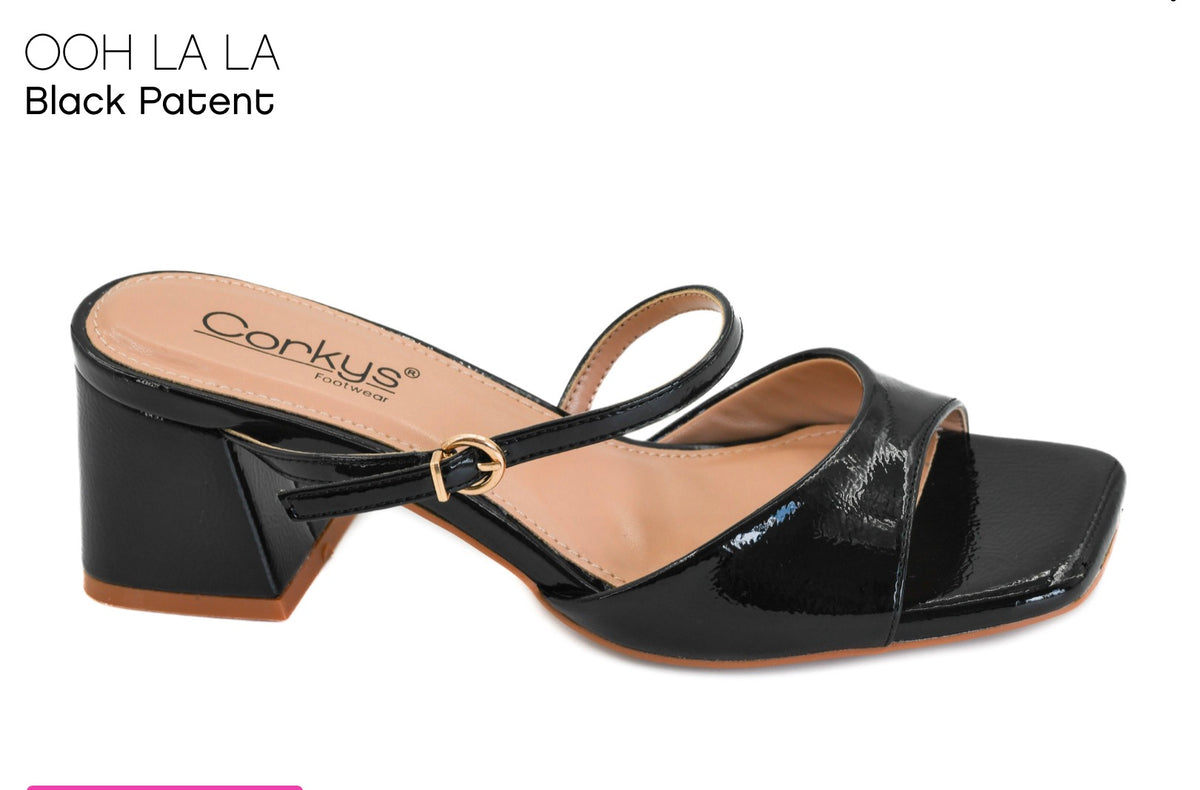 Corkys OOH LA LA Black Patent