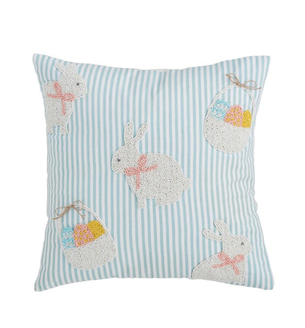 MUDPIE  BASKET BUNNY EASTER PILLOW