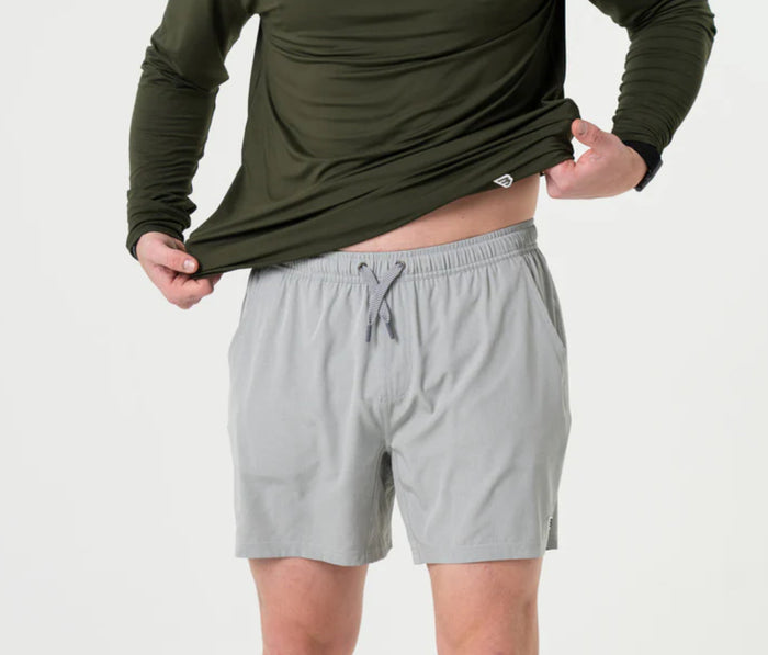Burlebo-7” Athletic Short- Light Grey - Grey Aztec Liner