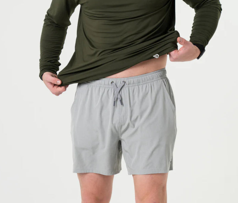 Burlebo-7” Athletic Short- Light Grey - Grey Aztec Liner