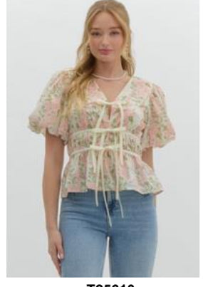 Floral Top with Bow front detail