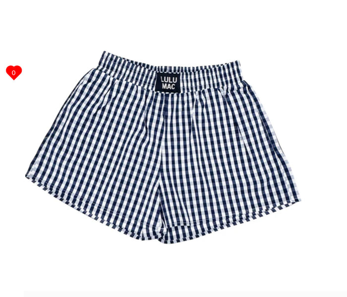 LULU MAC BXGH-NAVY GINGHAM BOXER SHORT