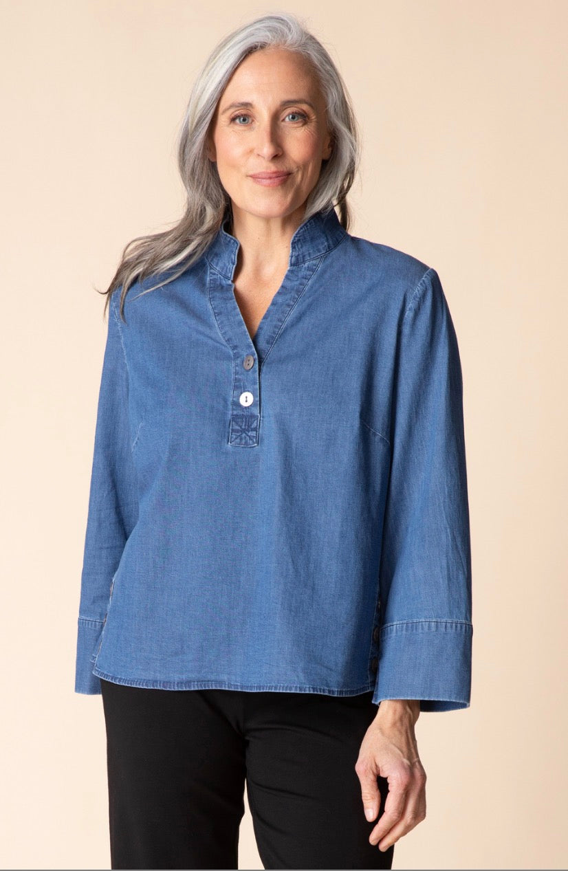 HABITAT PREFECT TRAVEL DENIM HALF PLACKET PULLOVER