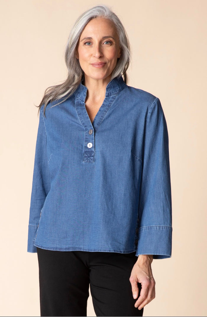 HABITAT PREFECT TRAVEL DENIM HALF PLACKET PULLOVER