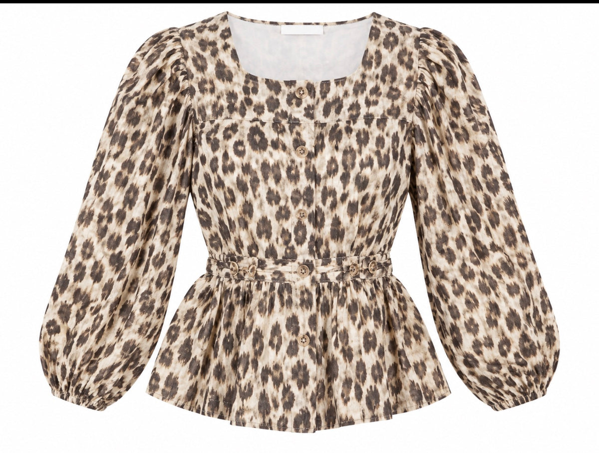 Leopard Print Peplum Top