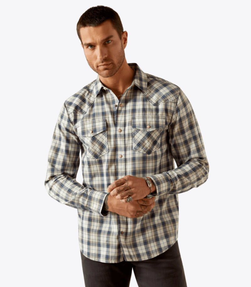 Ariat-MNS Hampton Retro Fit Shirt-Navy