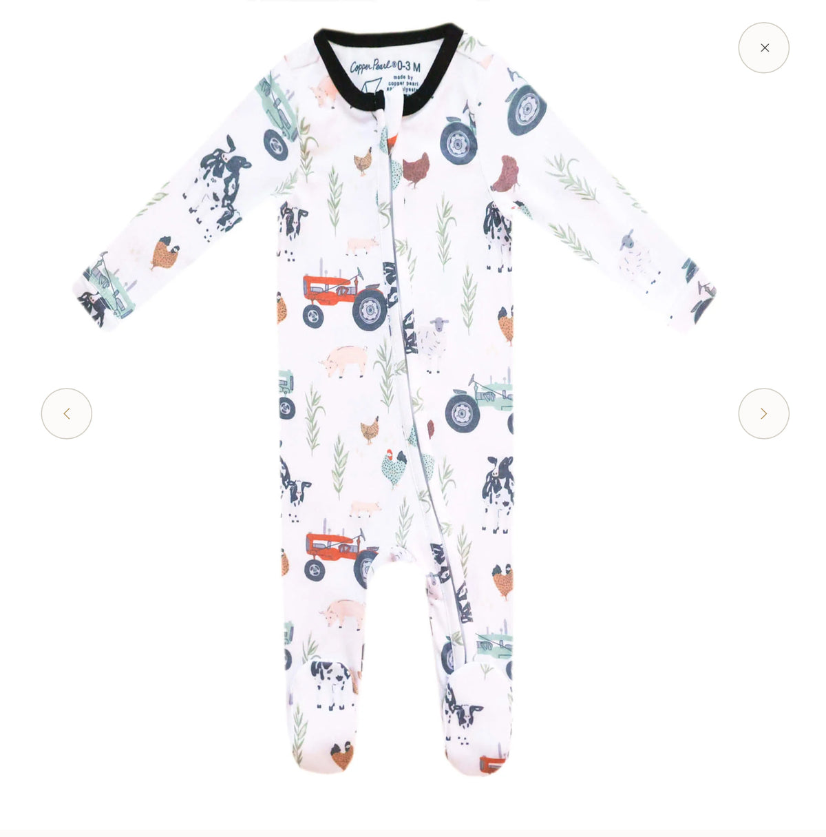 Copper Pearl Zip Footie 0-3m