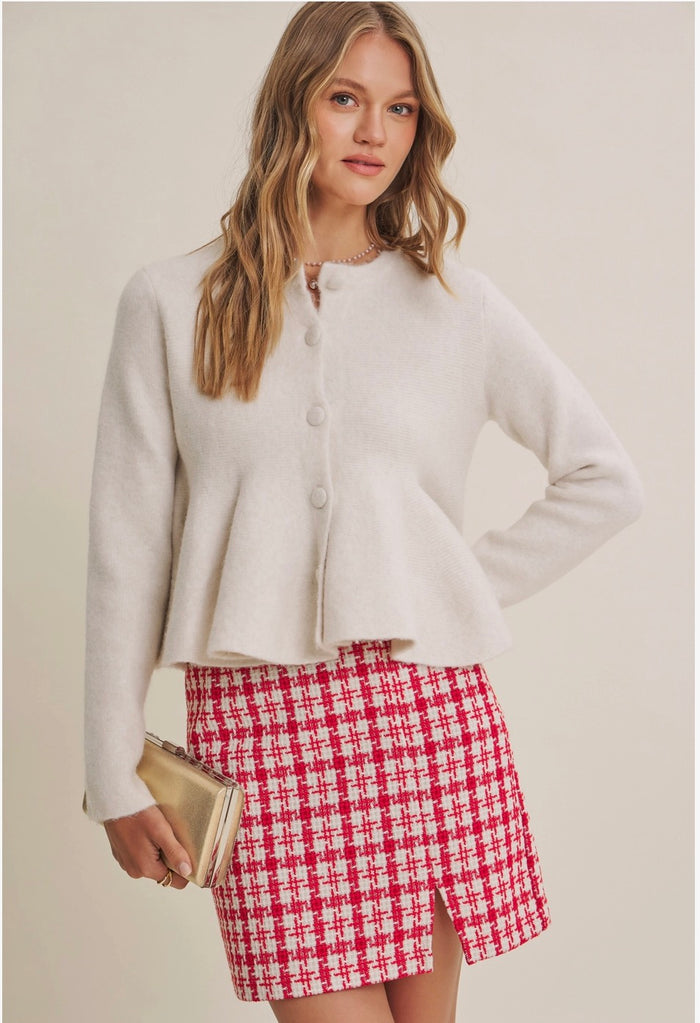 Peplum Wool Blend Sweater Top