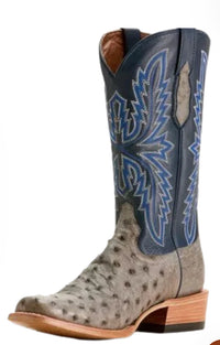 ARIAT MEN'S FURITY RELENTLESS WESTERN GREY FULL QUILL OSTRIC BOOTS