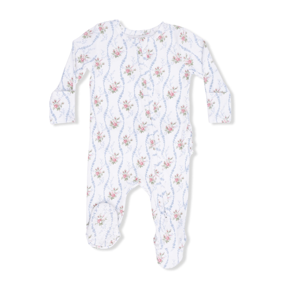 Angel Dear 2 Way Ruffle Back Zipper Footie-Heirloom Rose Stripe