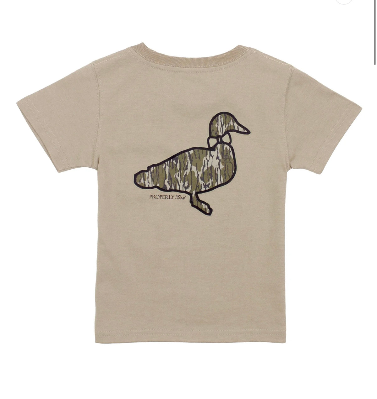 Properly Tied Boys Mossy Oak Camo Logo SS Sand