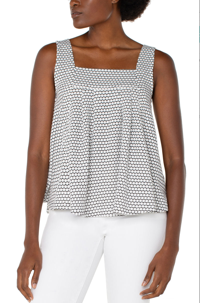 Liverpool Sleeveless Square Neck Knit Top Black/White Geo