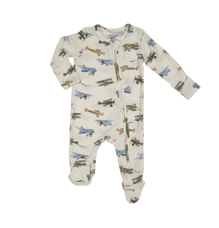 Angel Dear Vintage Airplane 2 Way Zipper Footie