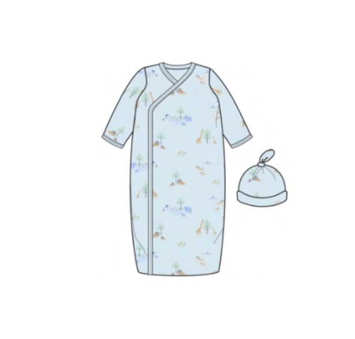 Magnetic Me Gown & Hat Set with Ruffle Blue Serene Safari