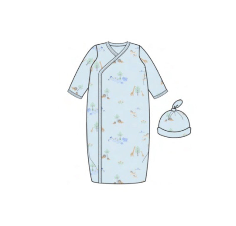 Magnetic Me Gown & Hat Set with Ruffle Blue Serene Safari