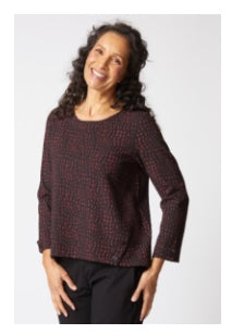 HABITAT CRINKLE CREPE MOSAIC BUTTON PLACKET PULLOVER