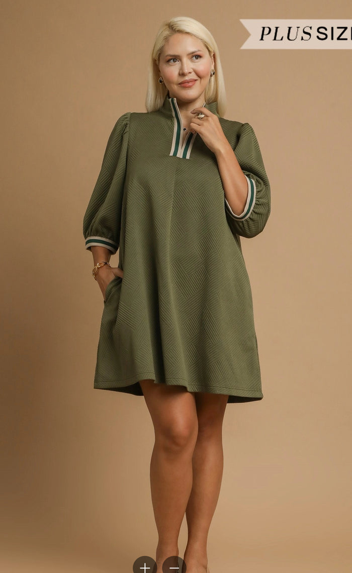 High Neck Jacquard Mini Dress